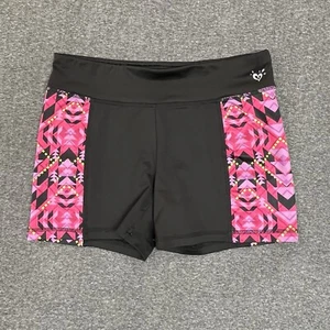 Justice Athletic Shorts Girls 18 Elastic Waist Pink Black - Picture 1 of 11