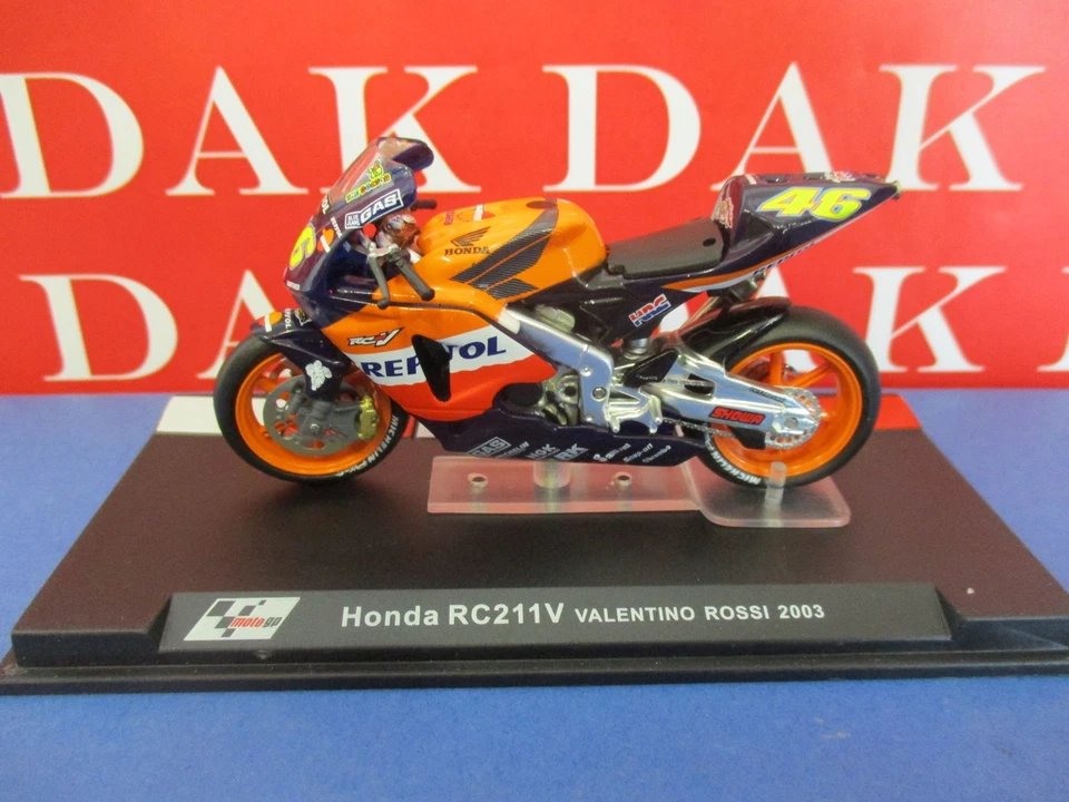Die cast 1/24 Modellino Moto GP Honda RC211V Valentino Rossi 2003 - Immagine 1 di 4
