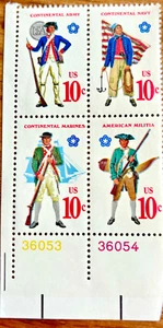 Scott #1565-1569a MNH 1975 Military Uniforms Continental Army Plate Blk/4 MNH - Picture 1 of 1