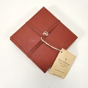 NWT Pottery Barn Set of 4 Brown Leather Coasters 4" x 4" - Picture 1 of 6