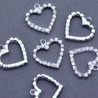 Heart Pendants Charms Rhinestone Diamante Beads for Wedding Embellishment x10