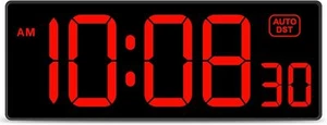 Led Digital Wall Clock With Seconds, Electric Clock Plug Auto Dst Dimmer - Picture 1 of 7