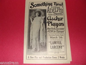 1920s Adelphi Theatre Chicago ad flyer Ascher Players Repertoire - Picture 1 of 2