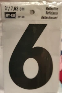 Hy-Ko Vinyl 3 In. Reflective Adhesive Number Six RV-50-6 Pack of 10 Hy-Ko USA - Picture 1 of 2