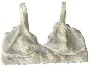 Free People Intimately Wireless Bra Size L Ivory Cream White Floral Lace Closure - Picture 1 of 10