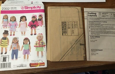 Doll Clothes Pattern Uncut  New Simplicity 2302 - Image 1 of 2