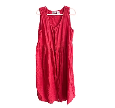 Vtg 90s White Stag Red Dress 18W/20W Button Front Round Neck Sleeveless Casual - Image 1 of 4