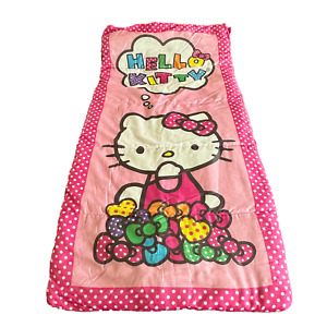 Hello Kitty Sanrio Sleeping Bag 54 X 28 Pink Polka Dot Trim 2014 Sleepover Camp