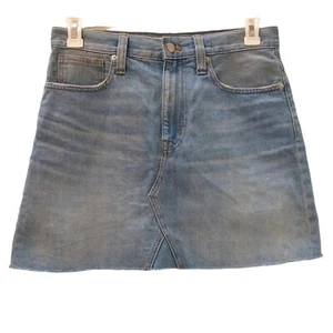 Madewell Skirt Rigid A-Line Denim Mini 28 Waist Womens Light Wash Raw Hem L4531 - Picture 1 of 10