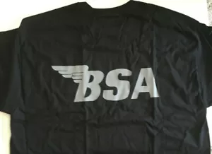 BSA Motorcycle Logo Black 100% Cotton T-Shirt - Picture 1 of 2