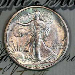 * 1916-P * NEAR+ GEM BU MS WALKING LIBERTY HALF-DOLLAR * FROM COLLECTION - Picture 1 of 4