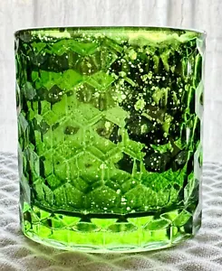 New Forest Green Honeycomb Style Mercury Glass Votive Tea Light Candle Holder - Picture 1 of 13