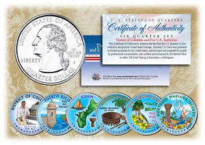 2009 DC & US TERRITORIES Quarters COLORIZED * 6-Coin Set * STATEHOOD w/Capsules - Picture 1 of 1