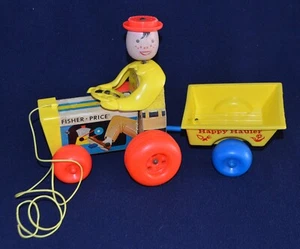 Vintage 1967 Fisher Price Happy Hauler tractor & wagon pull toy #732 Very Good! - Picture 1 of 11