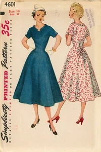 Simplicity 4601 Prinzessinnenkleid mit breitem V-Ausschnitt & Band, Rückenschleife Gr. 14 UNGESCHNITTEN 1950er - Bild 1 von 4