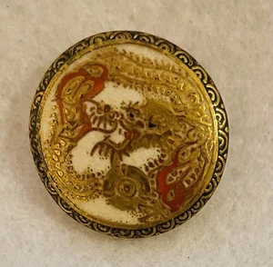 SIGNED ANTIQUE PAINTED MEIJI ERA SATSUMA CERAMIC W/A DRAGON 1-3/16” - Picture 1 of 3