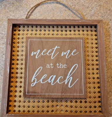 "MEET ME AT THE BEACH" WOODEN  HOME DECOR SIGN - Image 1 of 4