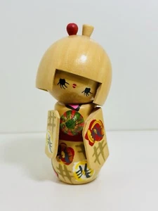 5” Kokeshi Japanese Wood Doll Toy Figurine Geisha Girl with Fruit Ball - Picture 1 of 6
