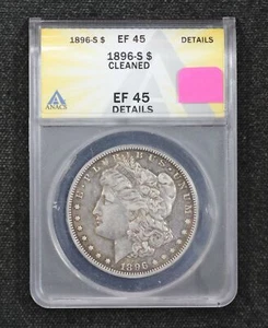 1896-S Morgan Dollar ANACS XF-45 Details Cleaned 3WPF - Picture 1 of 5