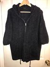 Zip SweaterHoodie By BCBGMaxazira SZ: m Charcoal Grey Puff Short Sleeve, Pockets