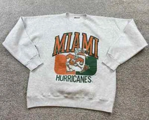 Vintage Miami Hurricanes Sweatshirt Crew Neck Football AN40129 - Picture 1 of 2