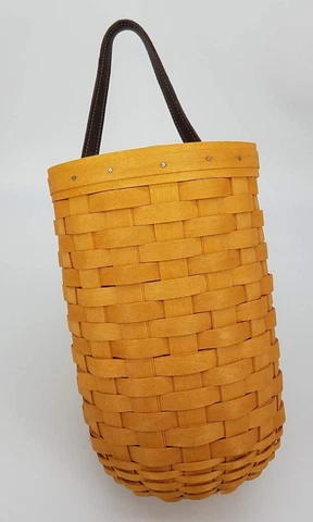 Longaberger 2002 Large Hanging Gatehouse Basket W. Brown Stain Protector COUNTRY Cover