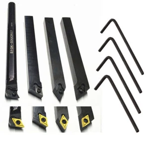 4pcs 10mm Shank Carbide Indexable Boring Bar Lathe Turning Tool Holder Set FT - Picture 1 of 8