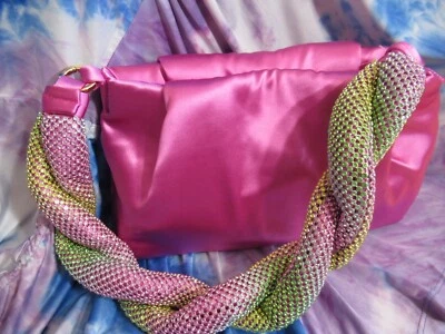 Nina Becca True Pink Ombre Twisted Crystal Mesh Strap Shoulder Bag NWT - Image 1 of 4
