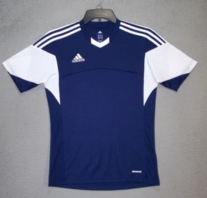 Adidas Shirt Youth Extra Large Blue White Embroidered Logo Short Sleeve Unisex - Picture 1 of 13