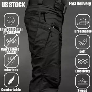 Mens Cargo Pants Work Combat Pants Outdoor Hiking Waterproof Trousers Tactical - Picture 1 of 39
