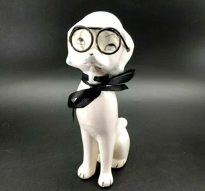 VTG 50s Porcelain Mother Dog Figurine with Glasses NO Puppies on Chain - Picture 1 of 12