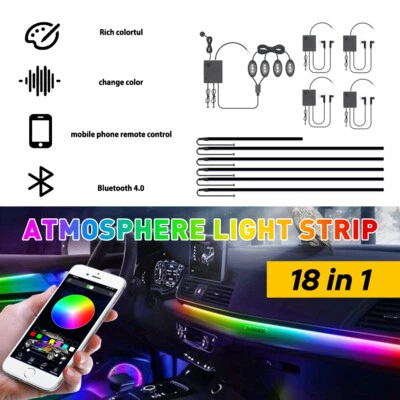 RGB Symphony Coche Atmósfera LED Interior Acrílico Guía Fibra Óptica Luz Ambiental Foto 1 de 4