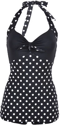 Küstenluder REGINE 50s POLKA DOTS Retro Punkte BADEANZUG - Schwarz Rockabilly - Bild 1 von 4