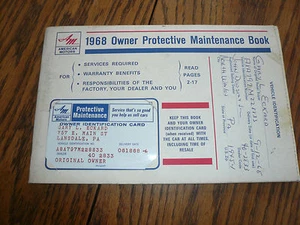 1968 American Motors Owner Protective Maintenance Book - Vintage - Glove Box - Picture 1 of 2