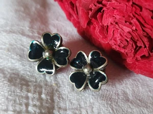 Pair Stunning Buttons Vintage Metal Blue Flower 1,5 CM G19A - Picture 1 of 3