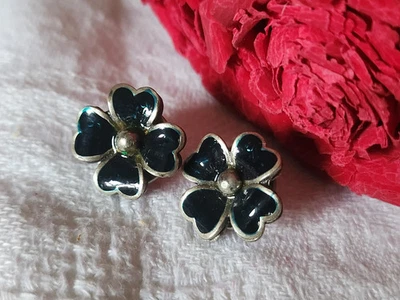 Pair Stunning Buttons Vintage Metal Blue Flower 1,5 CM G19A - Image 1 of 3