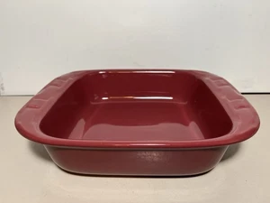 Longaberger Pottery Woven Tradition Paprika Maroon Casserole Baking Dish 8"x 8" - Picture 1 of 7