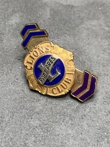 Vintage Lions Club 10K Yellow Gold & Enamel Past President Screw Back Pin 1950’s - Picture 1 of 4
