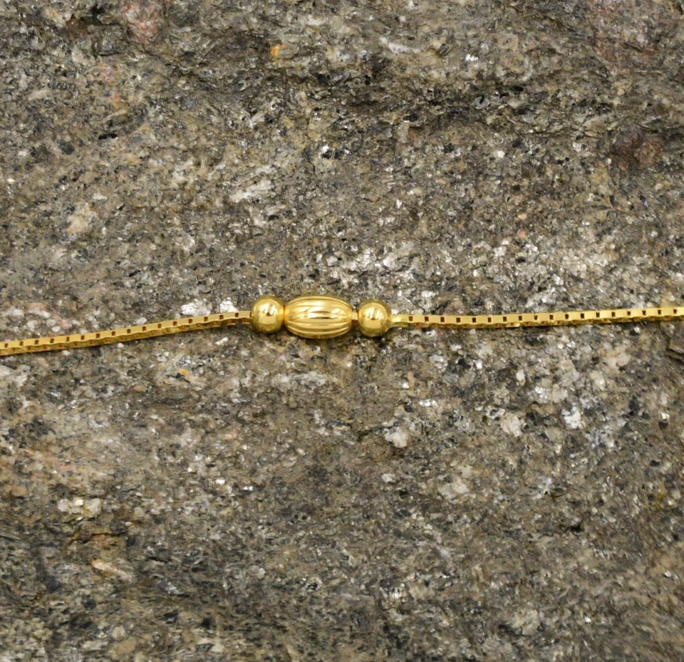 Brazalete de eslabones de cadena cilíndrico y caja de bolas Aurafin italiano de oro amarillo de 14k 9" Foto 1 de 4