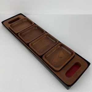 Vtg Teak Appetizer Tray Japan Mid Century 20in z3q - Picture 1 of 16