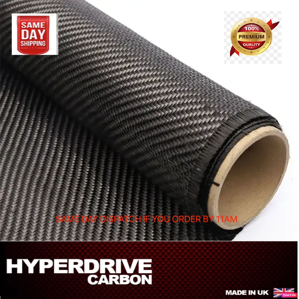 Carbon Fibre Cloth Fabric 240gsm 2/2 3k Twill 1000mm Width,  Comes on a Roll UK! - Image 1 of 4