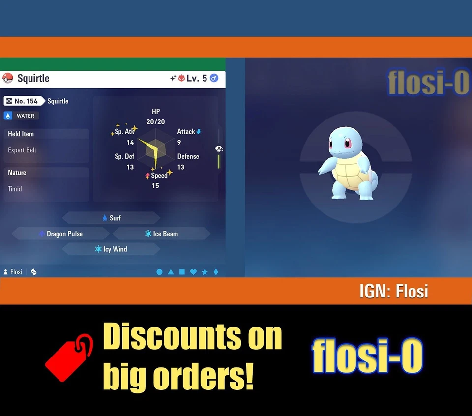 6IV Shiny Squirtle Pokemon Legends ZA (Legends Z-A) - Image 1 of 1