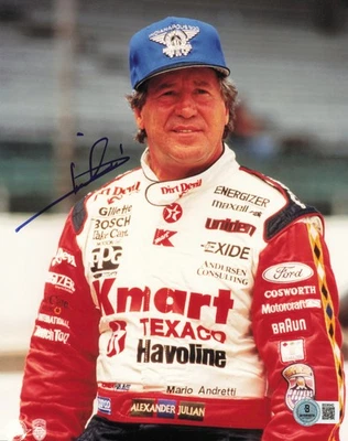 Foto firmada autografiada por Mario Andretti de 8x10 Indy Car Beckett BAS QR #BS36942 Foto 1 de 2