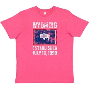 Inktastic Established July 10, 1890 Wyoming Flag Youth T-Shirt State Home Pride - Picture 1 of 3
