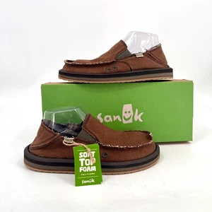 Mocasines sin cordones Sanuk Vagabond para hombre talla 7 marrón lona cáñamo superior suela de goma - Imagen 1 de 17