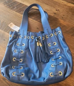 MICHAEL KORS Cuero Azul Hombro Astor XL Ojal Bolso de Mano Cartera Borla - Imagen 1 de 7