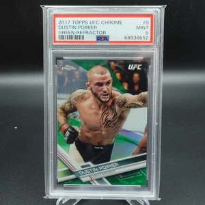 PSA 9 MINT 2017 TOPPS UFC CHROME DUSTIN POIRIER GREEN REFRACTOR CARD #8 /99 - Picture 1 of 2