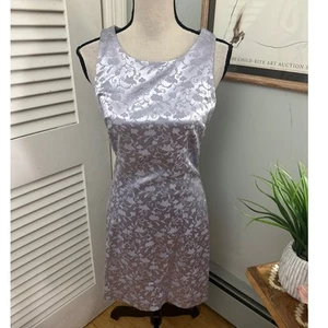 Vestido de mujer vintage STATUS COLLECTION funda satinada plateada Y2K grunge *GRANDE - Imagen 1 de 10