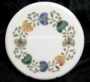 12" Magnificent Art Coffee Side Table Top Pietra Dura Semi Precious Inlaid Art - Picture 1 of 3