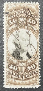 Travelstamps: US Stamps Scott #R141 - 40 Cent - CV $110 Used NG Handstamped - Picture 1 of 5